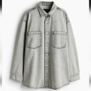 H&M Feather Soft Denim Shirt In Light Gray Size Small NWT 🤍